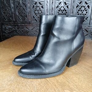 Madden Girl Boots Women 9.5 M Klick Black Ankle Booties Chunky Block Heel *READ*